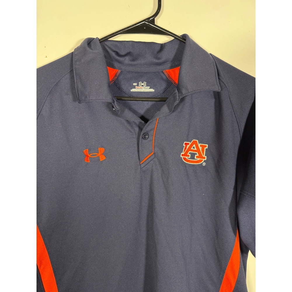 Under Armour Auburn Tigers Polo Shirt Mens Small Navy Blue HeatGear NCAA AU Logo